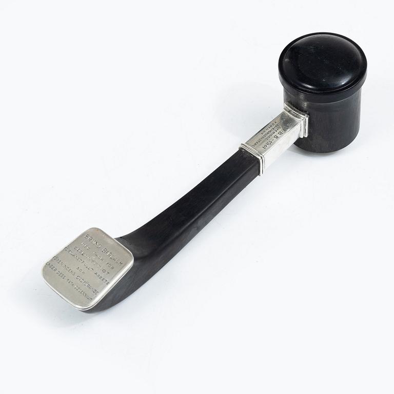 Atelier Borgila, A silver and wood ceremonial mallet, Stockholm, Sweden 1941.