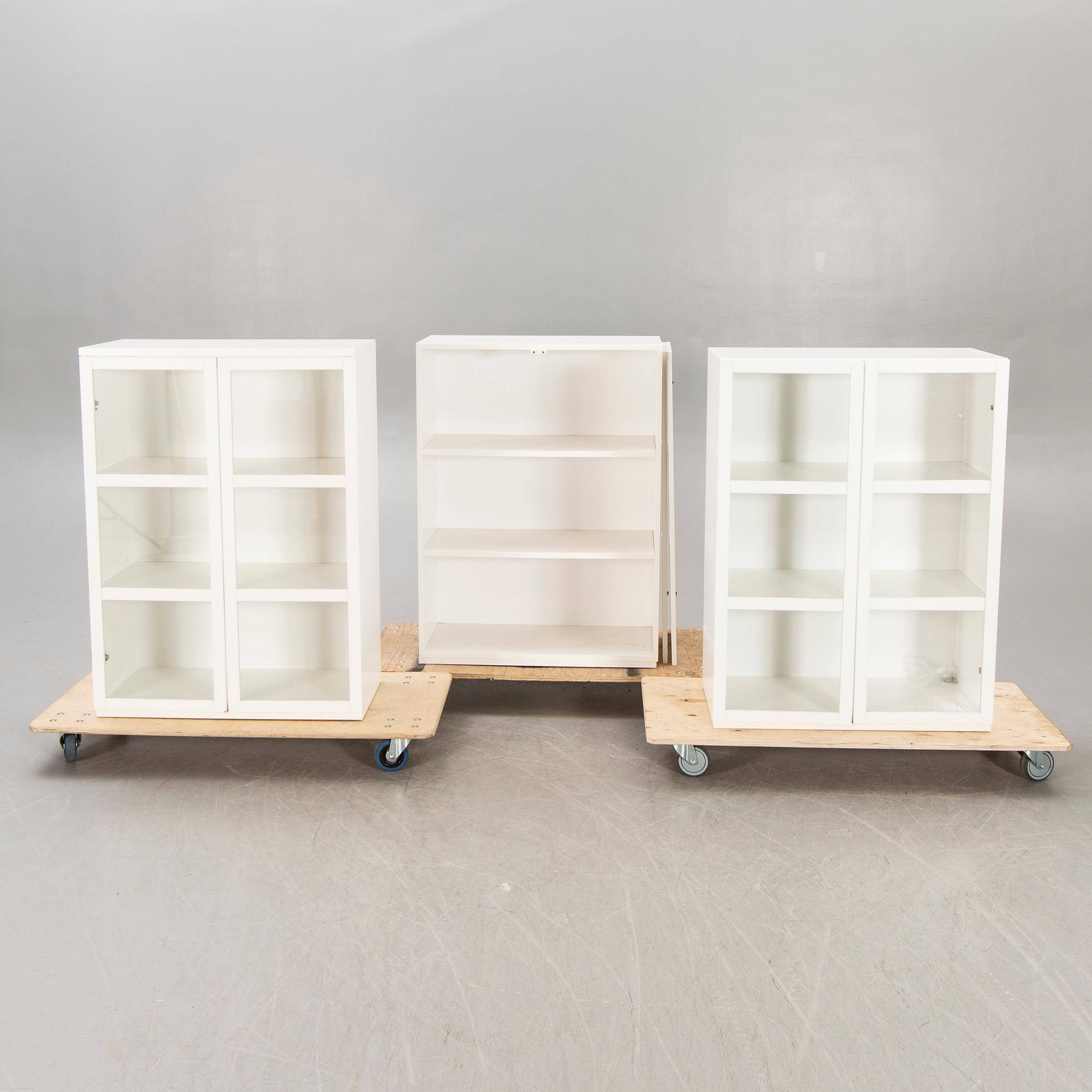 A set of three "Voice" display cabinets/book cases from Libro 21st century.