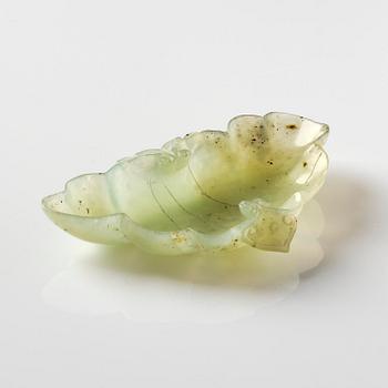 A carved nephrite ink palette, Qing dynasty.
