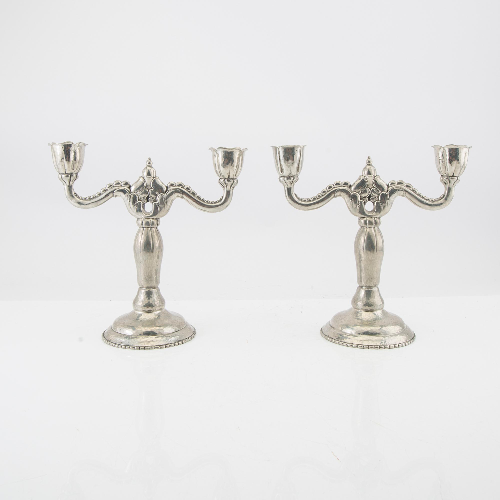 Candelabras, a pair from Denmark, first half of the 20th century, pewter.