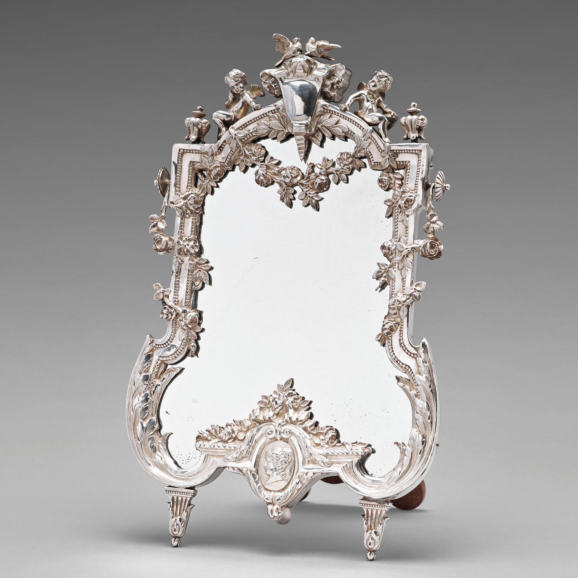 Bordsspegel/Toilettespegel, silver, Frankrike 1800-talets andra hälft. Louis XVI-stil.