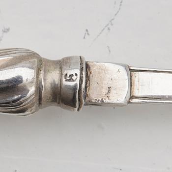 Isak Trybom, dessertgafflar, 6 st, silver, Stockholm 1763. Rokoko.