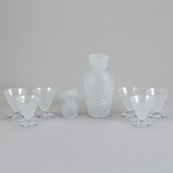 SHAKER OCH COCKTAILGLAS, 7 delar, glas, Reijmyre, 1900-talets andra hälft.