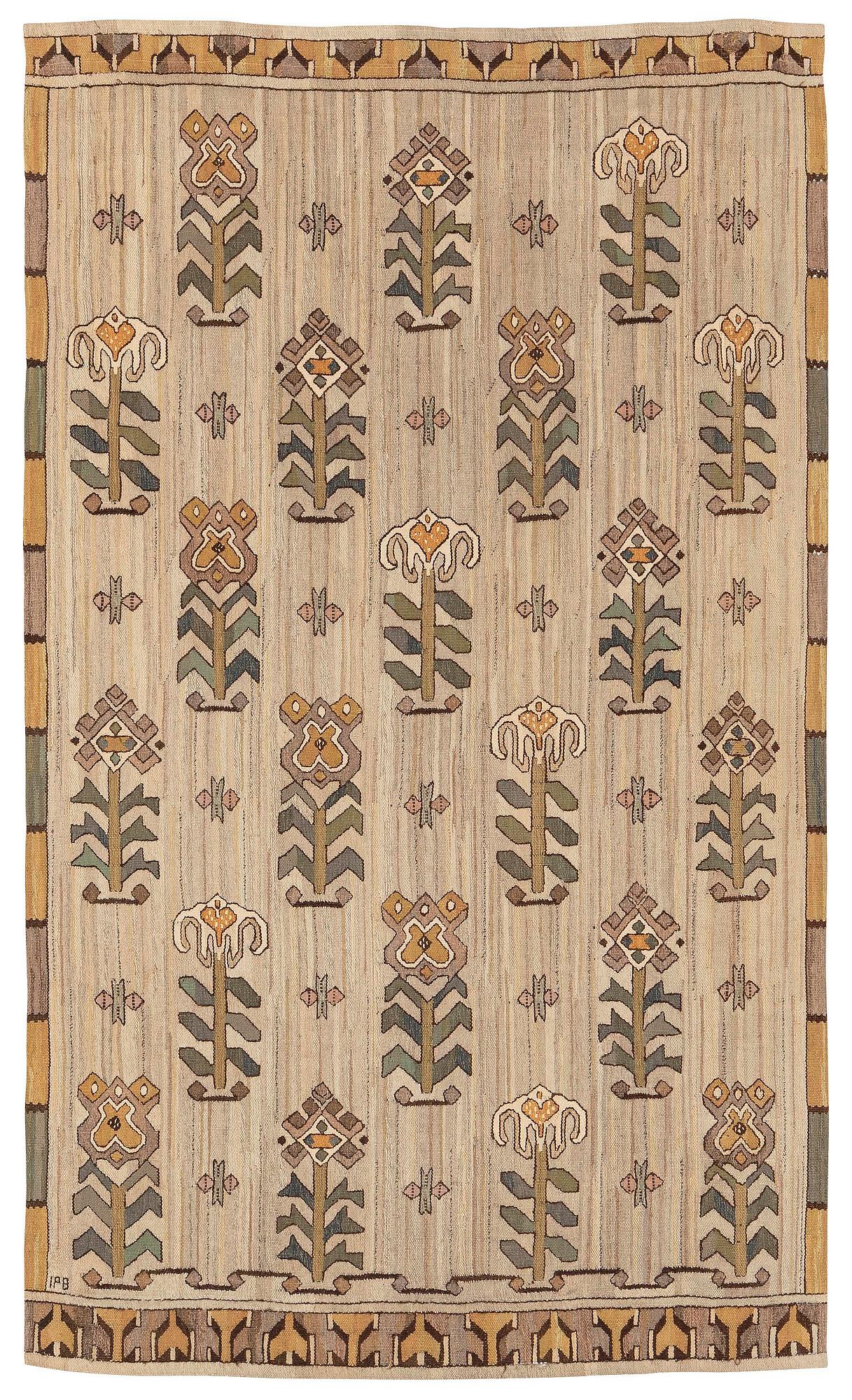 Polly Björkman, a tapestry weave drape, c. 259 x 165 cm, signed TPB.