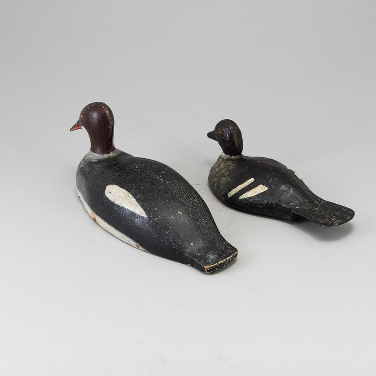 Two painted wood duck decoys early 20th century.