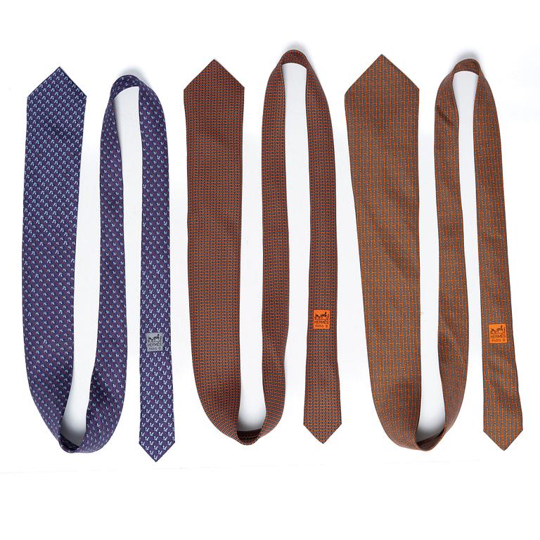 Hermès, Ties, three pieces.