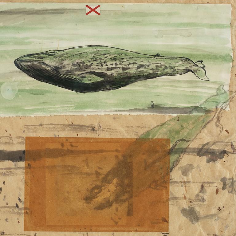 JAN HÅFSTRÖM, collage och blandteknik på papper, signerad Jan Håfström och daterad 1973.