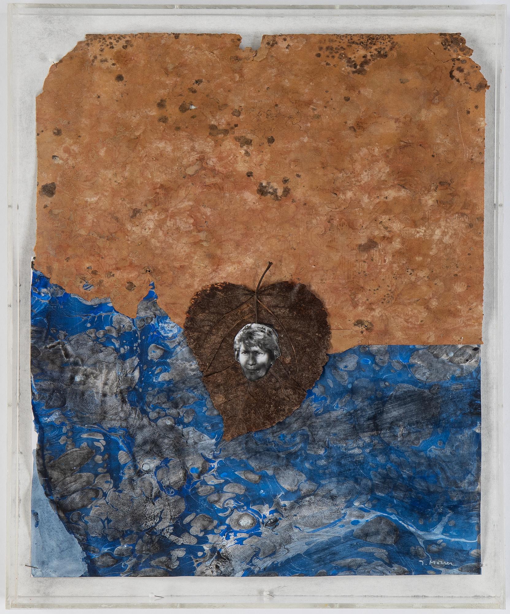Ingegerd Möller, mixed media and collage in plexi. Signed.