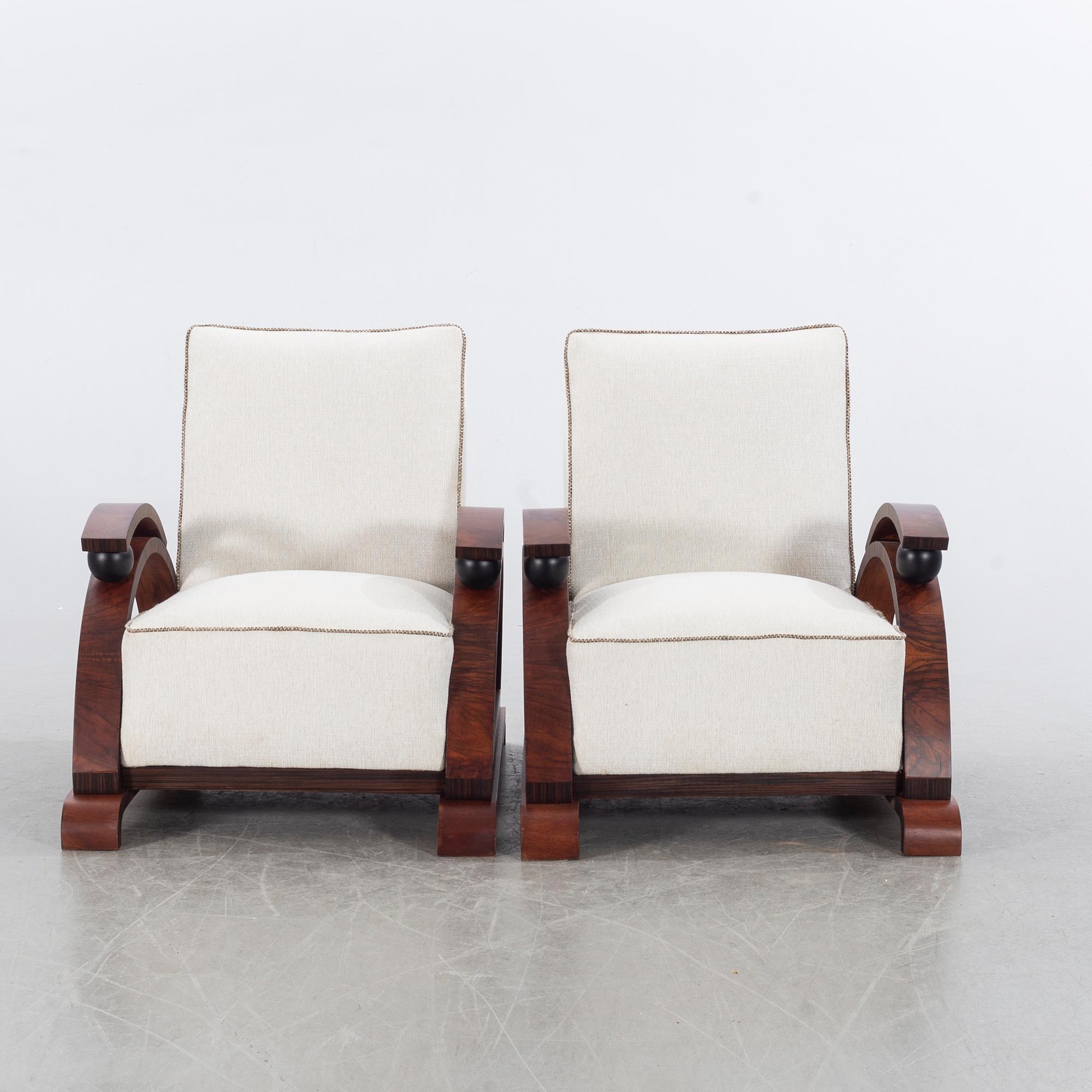 FÅTÖLJER,  1 par, art déco-stil, 1900-talets andra hälft.