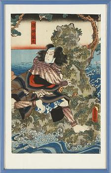 FÄRGTRÄSNITT, Japan, Toyokuni (III), 1800-tal.