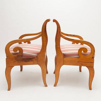 KARMSTOLAR, ett par, biedermeier, Finland 1800-talets första hälft.