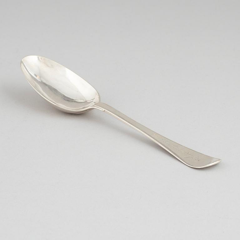 A Swedish mid 18th century silver spoon, mark of Gustaf Andreas Stafhell, Stockholm 1756.