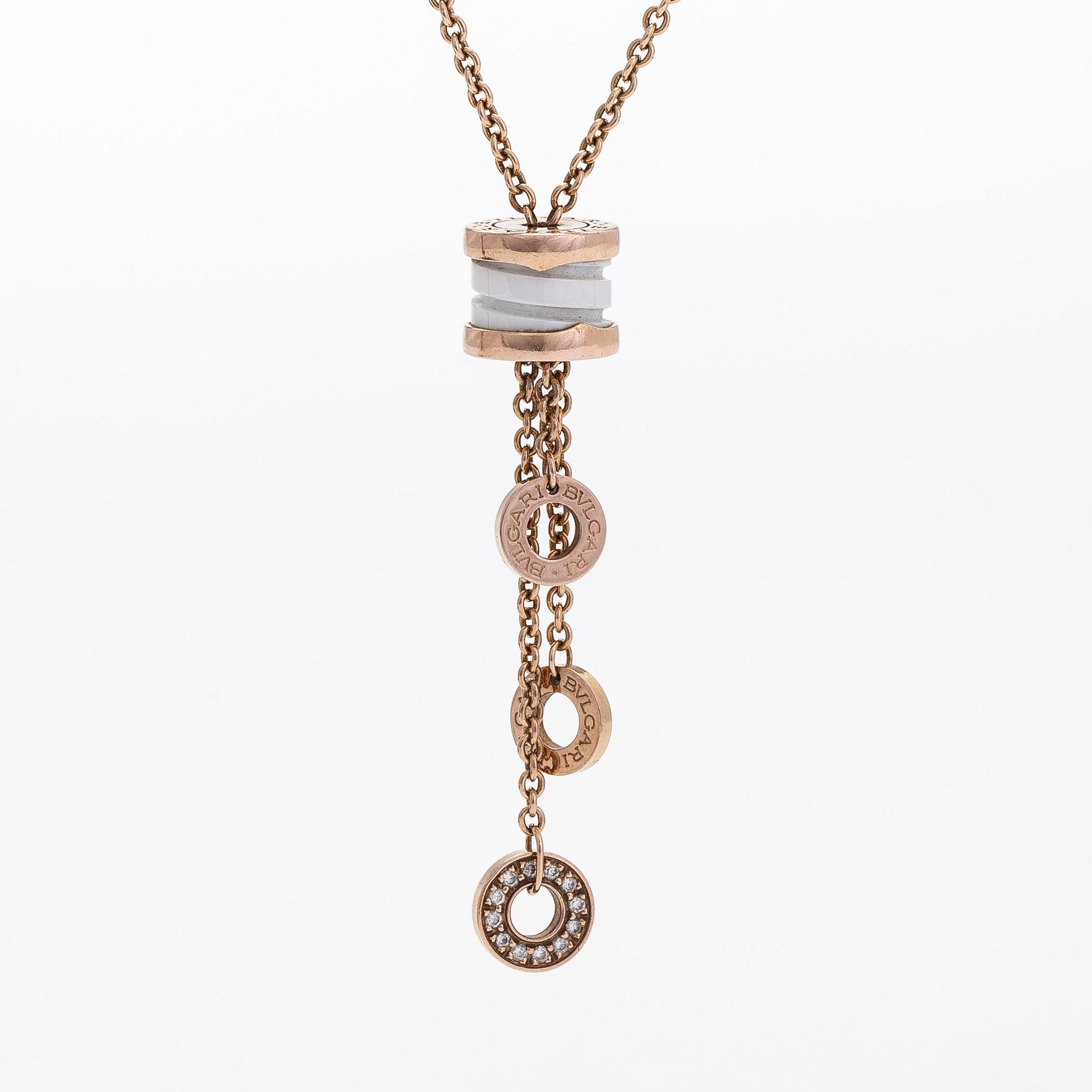 Bulgari, collier, "B.zero1", 18K guld, keramik och diamanter.