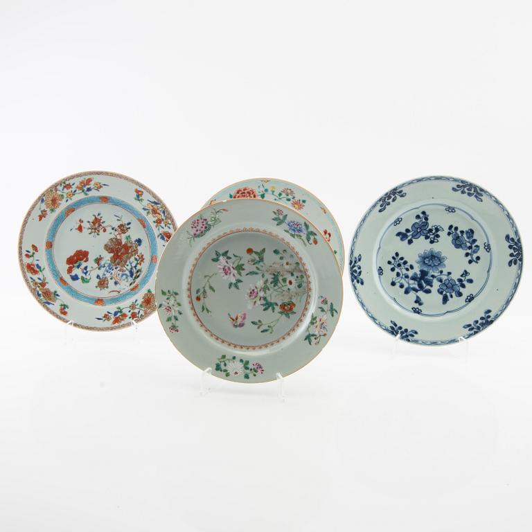 Plates 4 pcs China Qianlong (1736-95) porcelain.