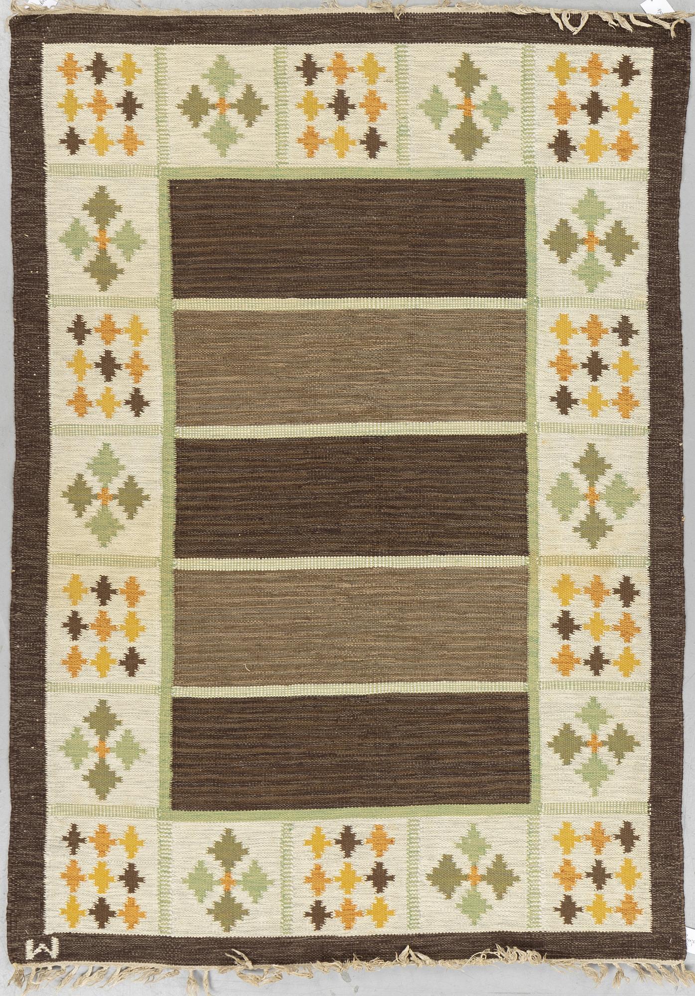 A carpet, flat weave, ca 199 x 135-137,5 cm, signed W.