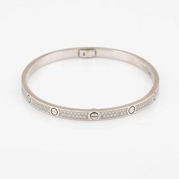 Cartier armband "Love", liten modell, 18K vitguld med runda briljantslipade diamanter.