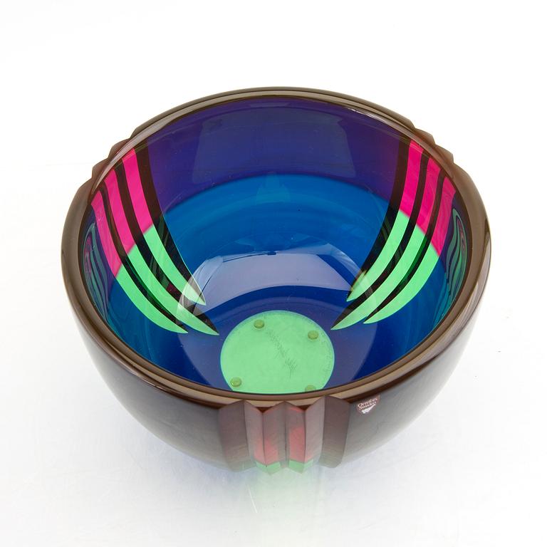 Erika Lagerbielke, Skål, "Saragasso II", Gallery 1988. Orrefors, signerad.