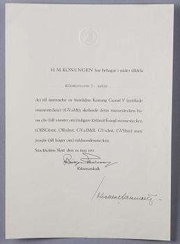 MEDALJ, silver, Gustaf V:s minnestecken, 1950.