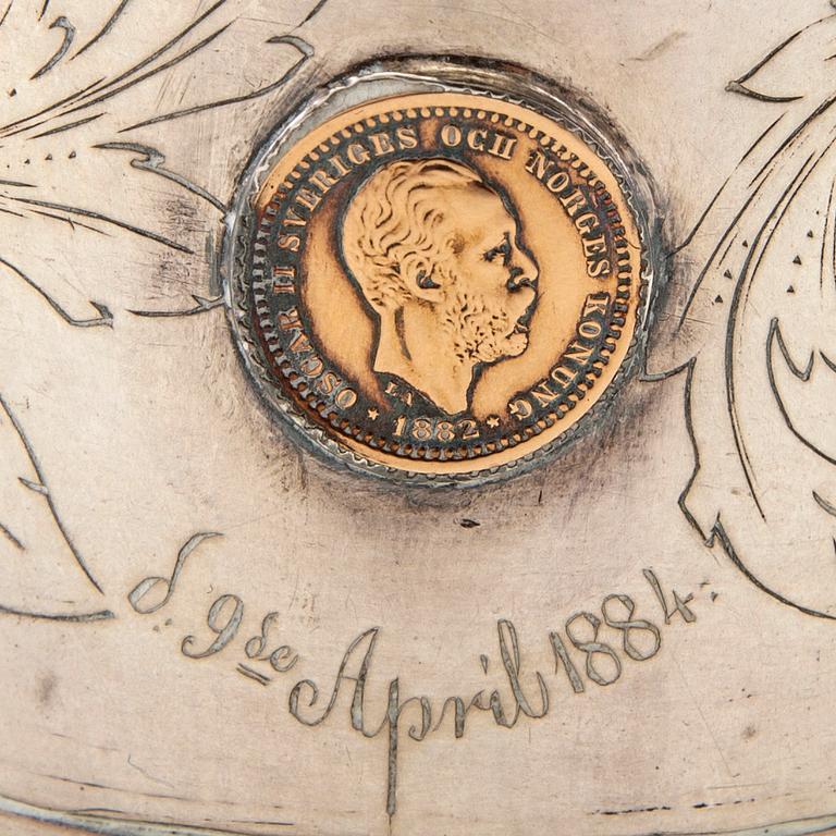 Lars Björn(sen), silver goblet, Kristiansand Norway, active 1757-1795(97), with five inset gold coins.