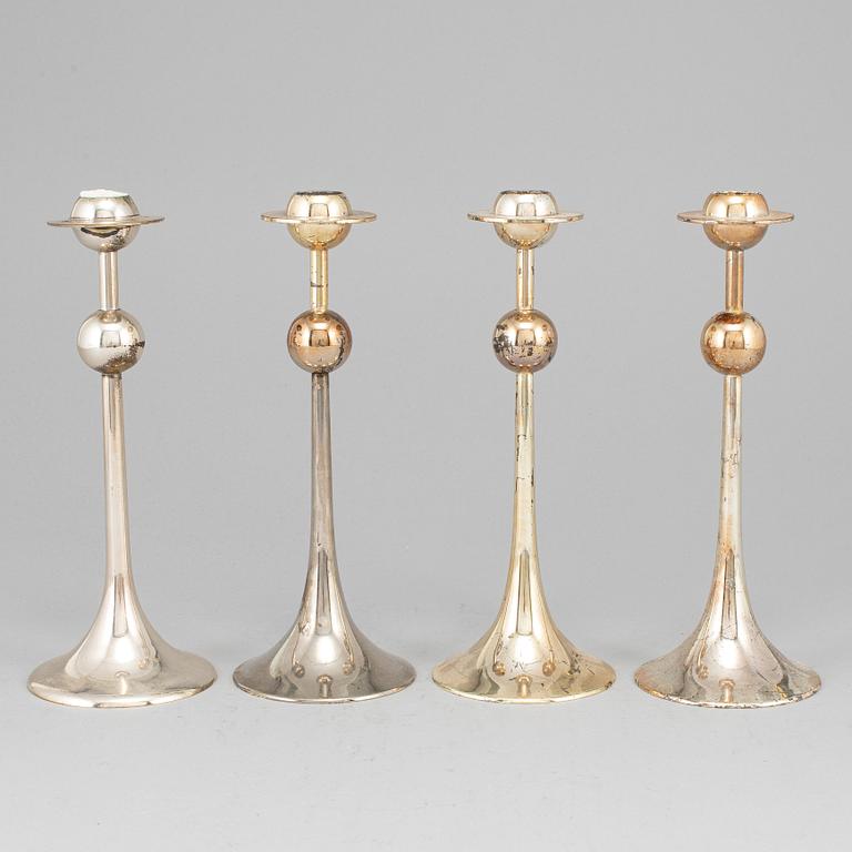 KJELL ENGMAN, four 'Saturnus' silver plated candel sticks from Gense. Designed in 1979.