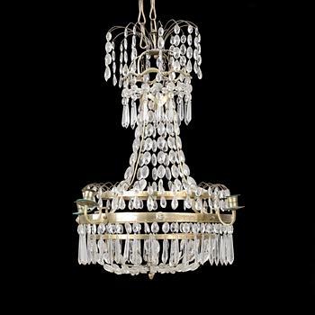 A late Gustavian circa 1800 five-light chandelier.