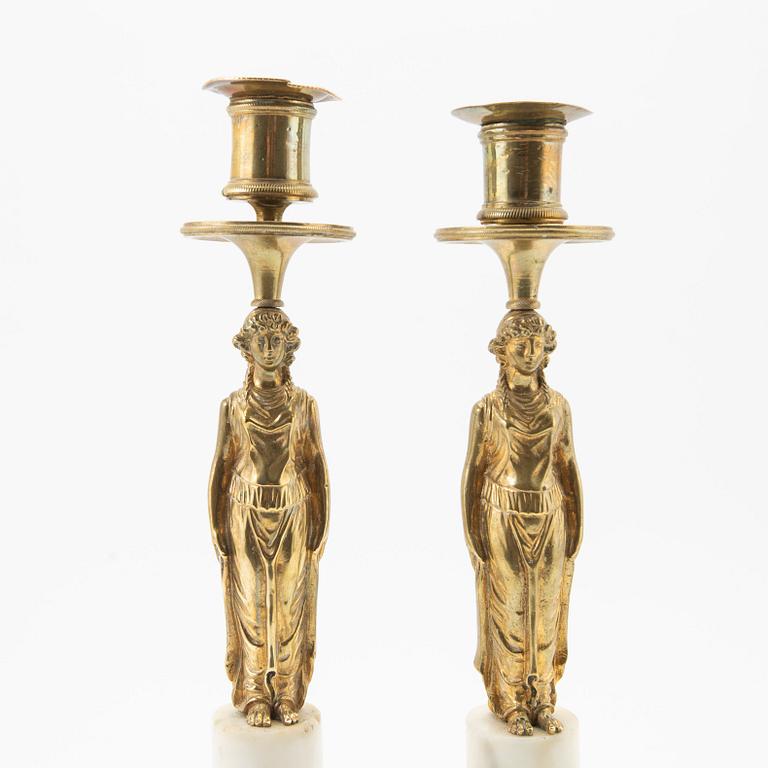 Ljusstakar, ett par, sengustaviansk-stil, 1800-tal.