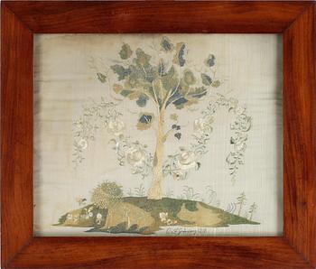 SIDENBRODERI, signerad CF Grönberg, daterad 1818.