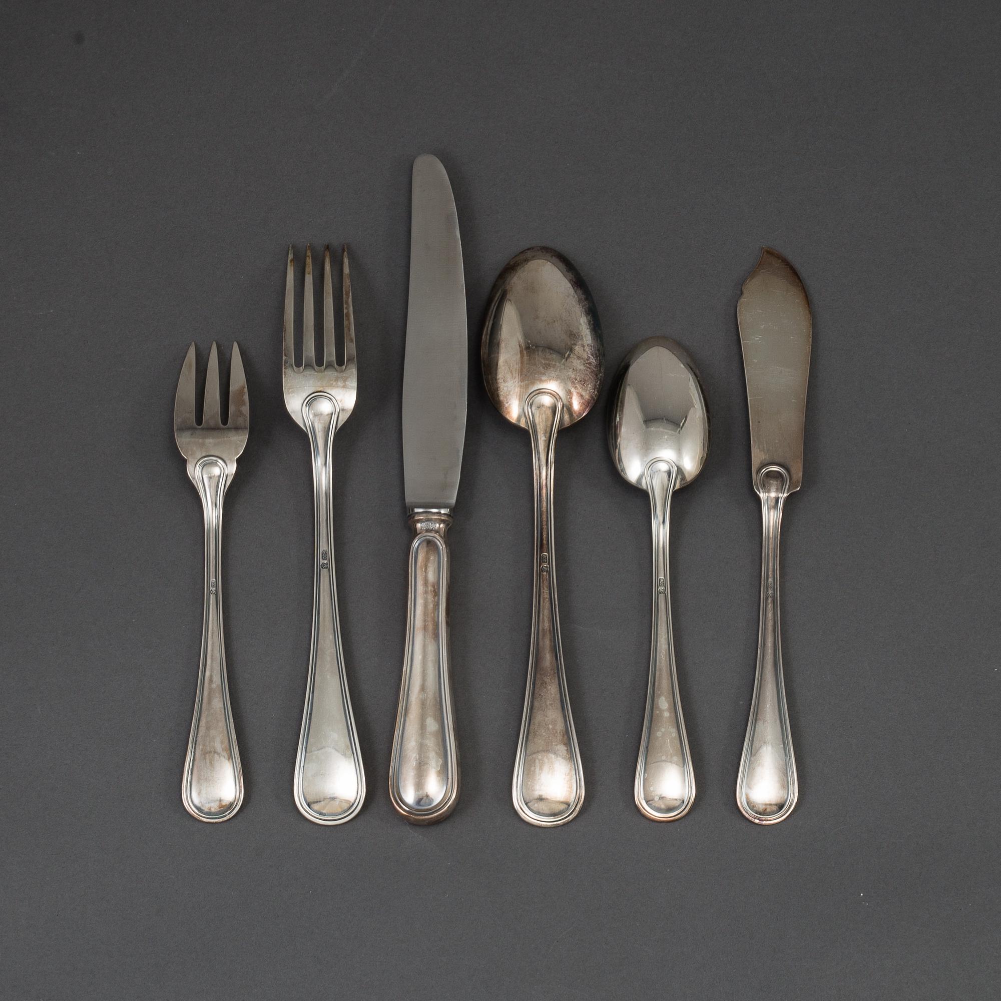 A 64-piece silver flat ware service.