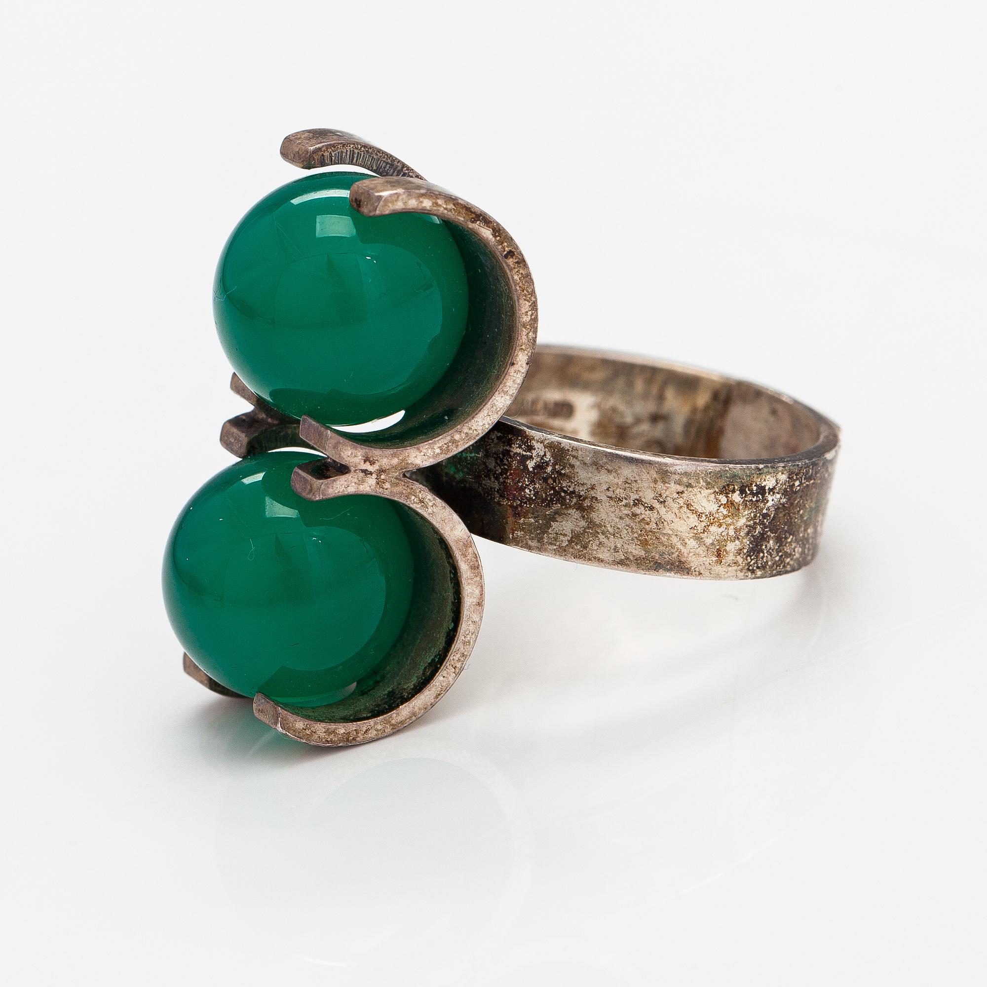 Elis Kauppi, A stelring silver and chalcedony ring. Kupittaan kulta, Turku.