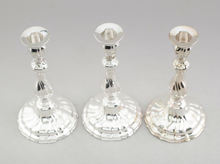 LJUSSTAKAR, 3 st, silver, Wilhelm Binder, Tyskland 1900-talets första hälft.