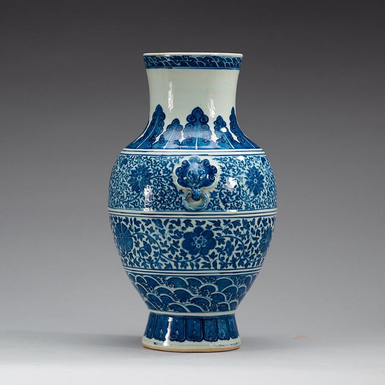 A large blue and white vase, China, presumably Republic, 20th Century, with Wanli six character mark.