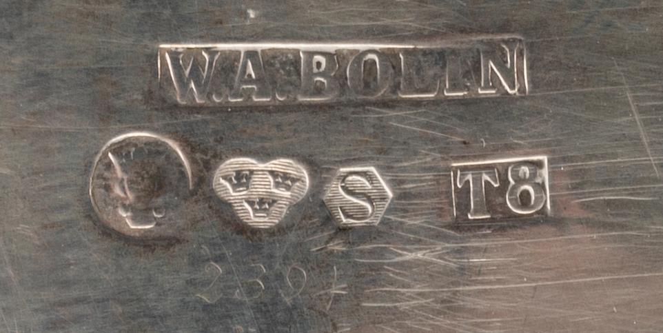 A Swedis 20th century silver bowl mark of WA Bolin  Stockholm 1945, length 29, height 11 cm, weight 1160 gr.