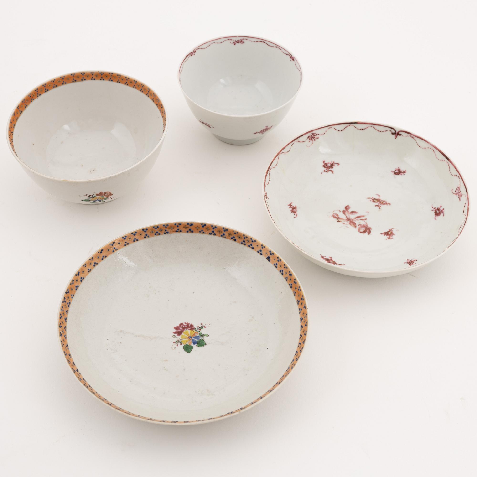 A set of two cups with saucers and four dishes, Qing dynasty, Qianlong (1736-95).