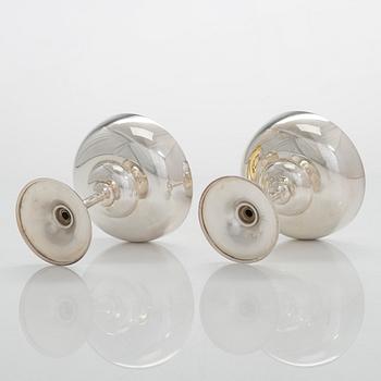 A set of six footed silver bowls, and a 
sweetmeat basket, Kultakeskus, Hämeenlinna 1943 and 1956.