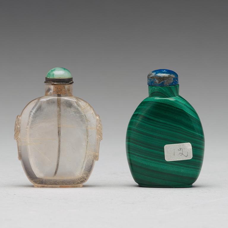 Two Chinese snuff bottles, Qing dynasty, 19th Century.