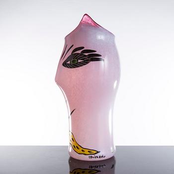 A Ulrica Hydman-Vallien glass vase, "Open Minds", Kosta Boda.