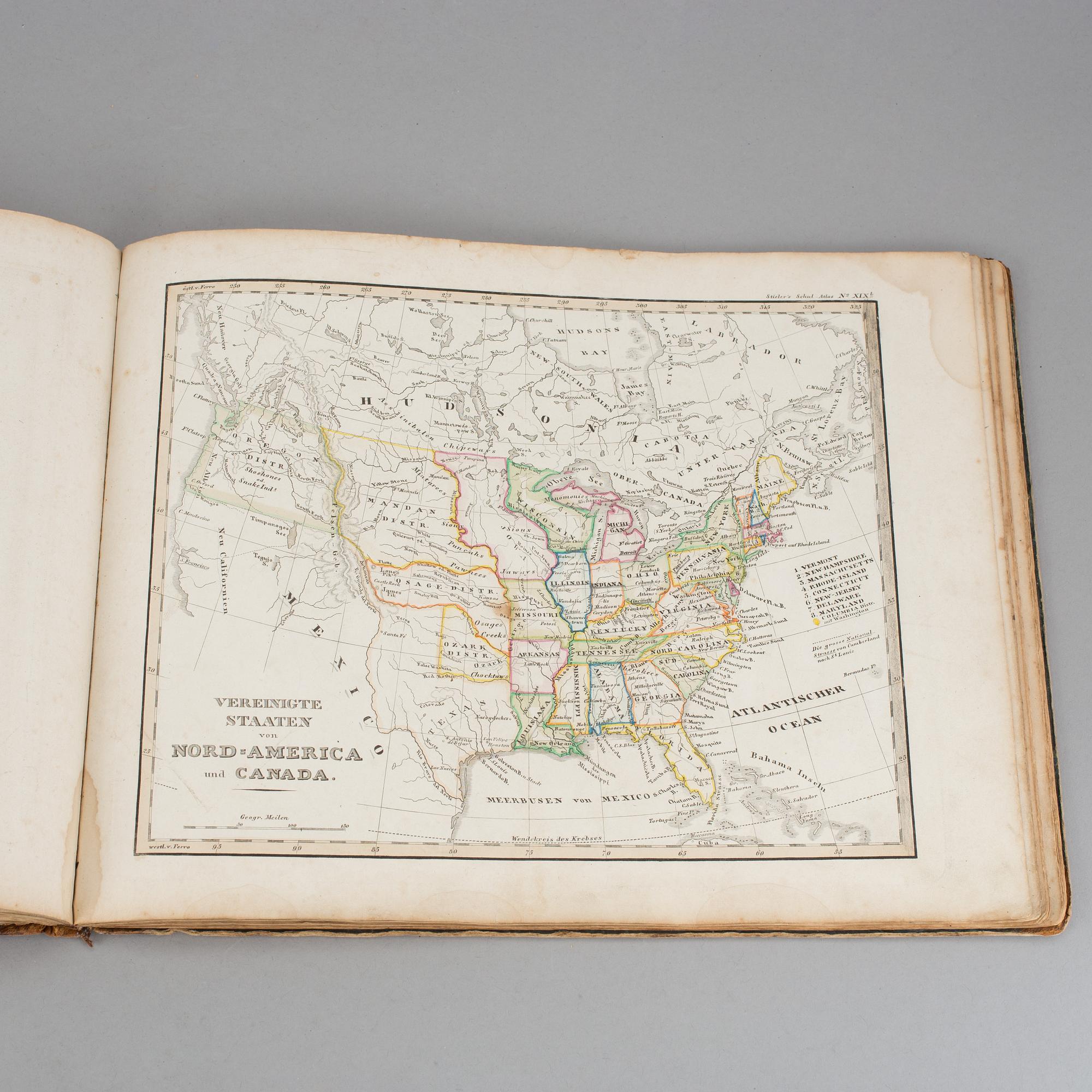 ATLAS, "Stieler´s Schul-Atlas", 1800-talets mitt.