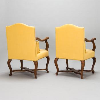 Two similar late Baroque French armchairs, first half of the 18th century.