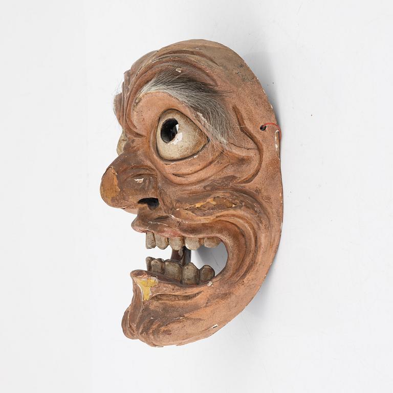 A Japanese wooden Noh mask, Edo period (1603-1868).