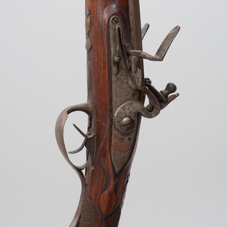 Flintlock gun, Swedish, double-barrelled, second half of the 18th century.