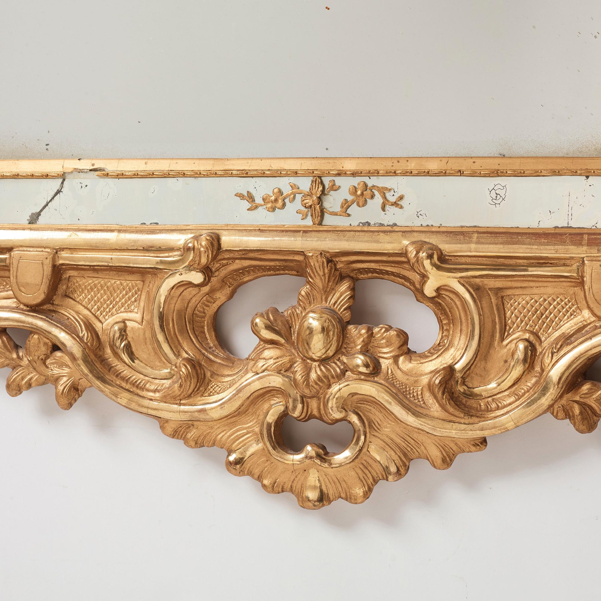 SPEGEL/SPEGELLAMPETT, för två ljus, stockholmsarbete, 1700-talets andra hälft, rokoko.