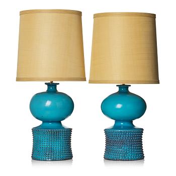 56. Stig Lindberg, a pair of stoneware table lamps, Gustavsberg studio, Sweden 1966.