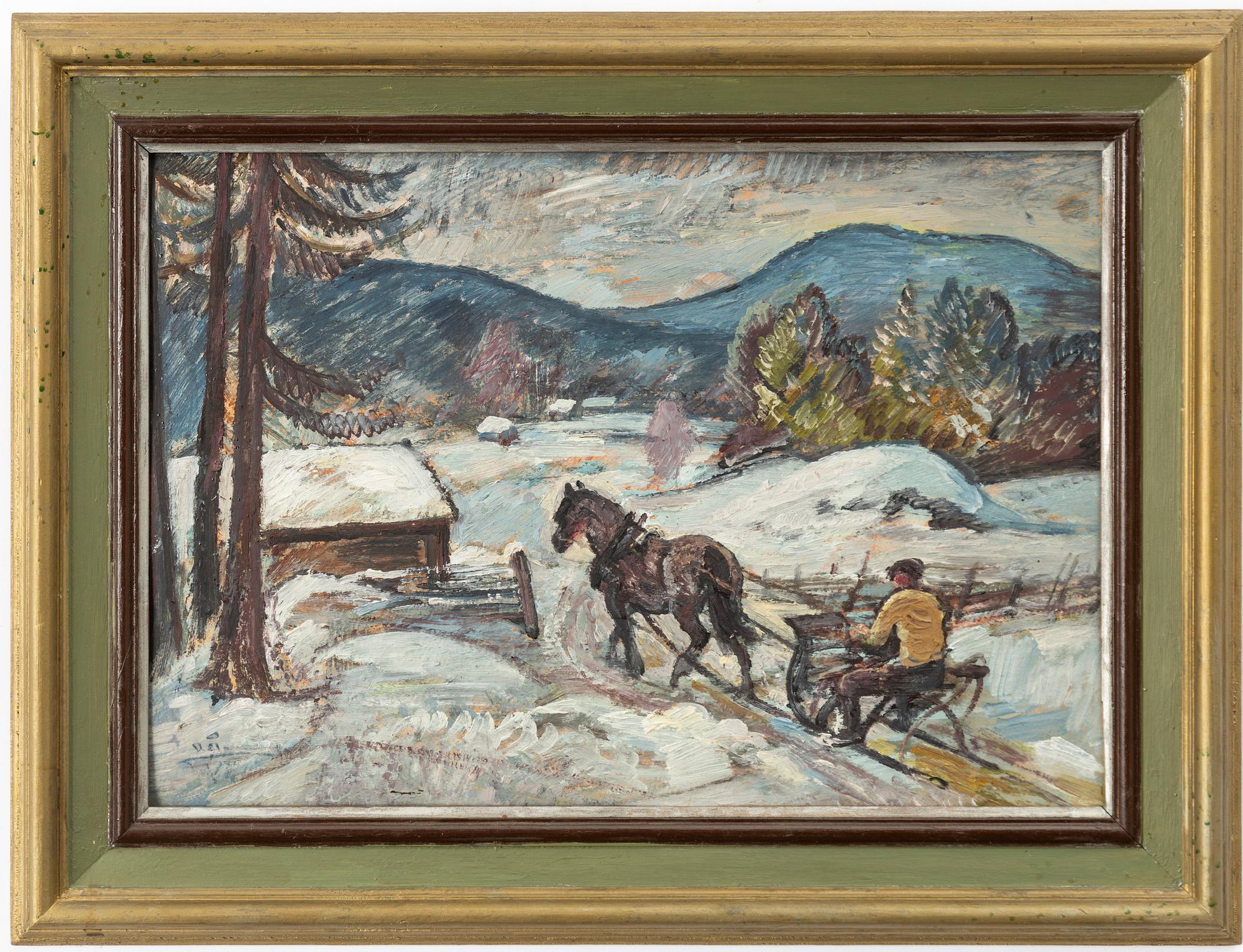 Acke Åslund, Horse in a winter landscape.