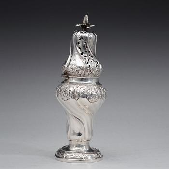 A Swedish 18th century silver sugar-caster, marks of Bengt Hafrin, Göteborg 1774.