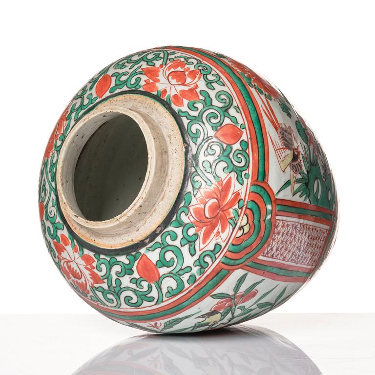 Kruka, porslin, Wucai, 1600-tal.