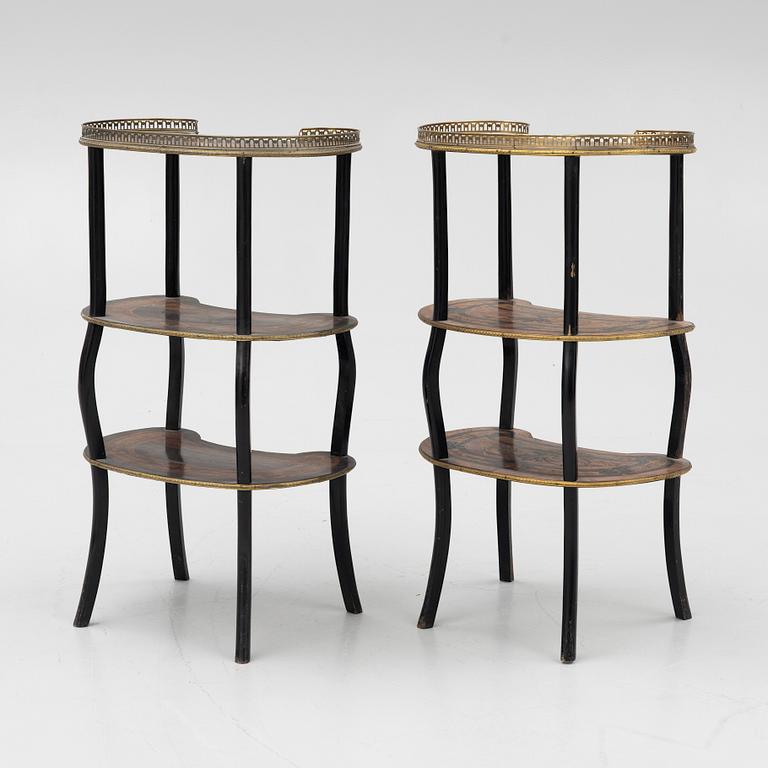a pair of etageres,  Louis XVI style, circa 1900.