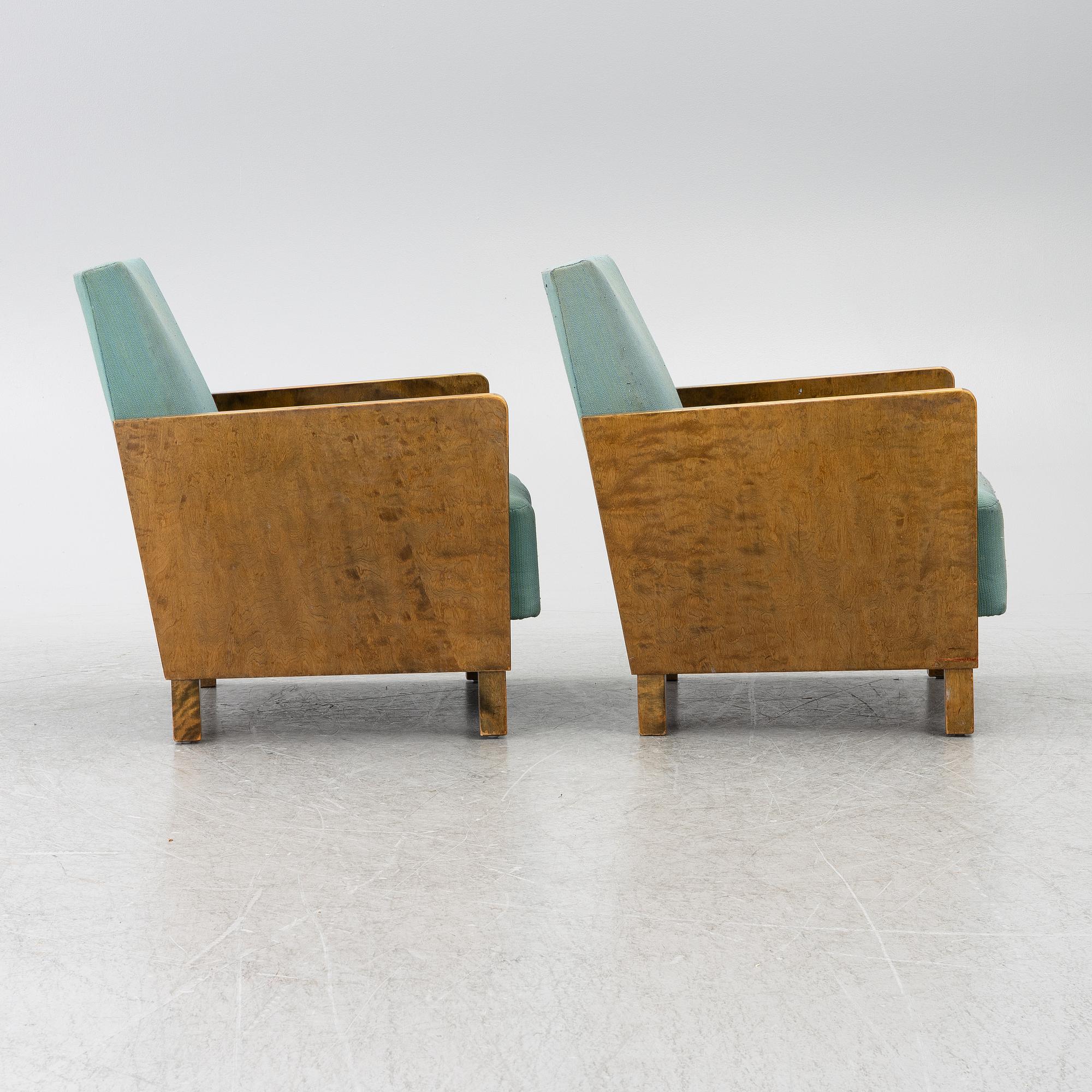 Axel Larsson, fåtöljer, ett par, funkis, Svenska Möbelfabrikerna, Bodafors, 1930-tal.