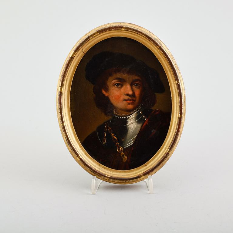 OKÄND KONSTNÄR, olja på pannå, otydligt signerad, 1800-tal.