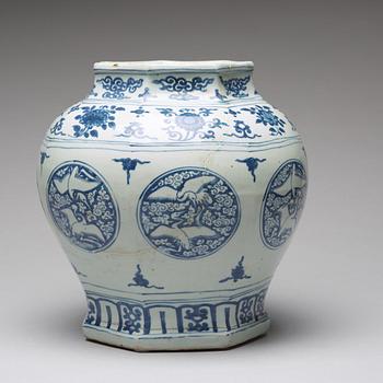 A blue and white jar, Ming dynasty, 16th Century.