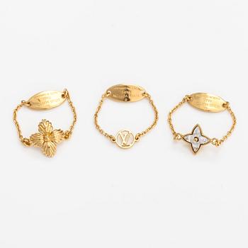 Louis Vuitton, Three "Blooming strass" rings. Marked Louis Vuitton Paris, Made in Germany.